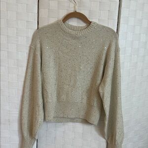 Old Navy Cream Crewneck Sweater with Sequin Detail